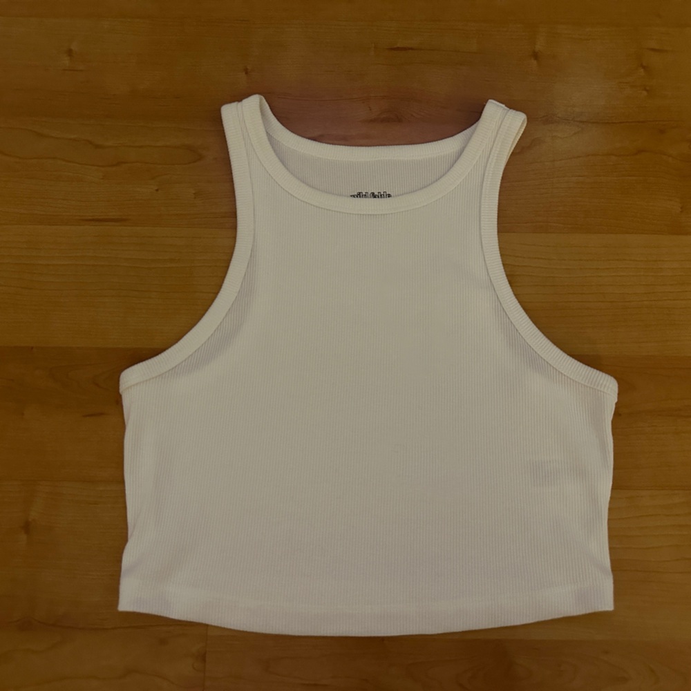 White Ribbed Tank Top